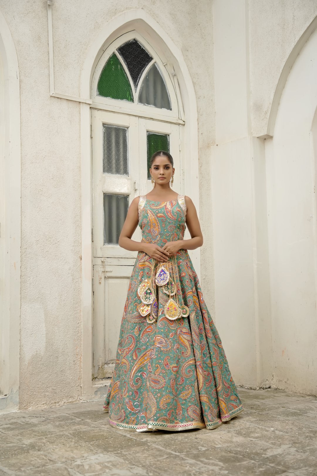 EMBROIDERED ELEGANCE, WASTERN EDGE LEHANGA