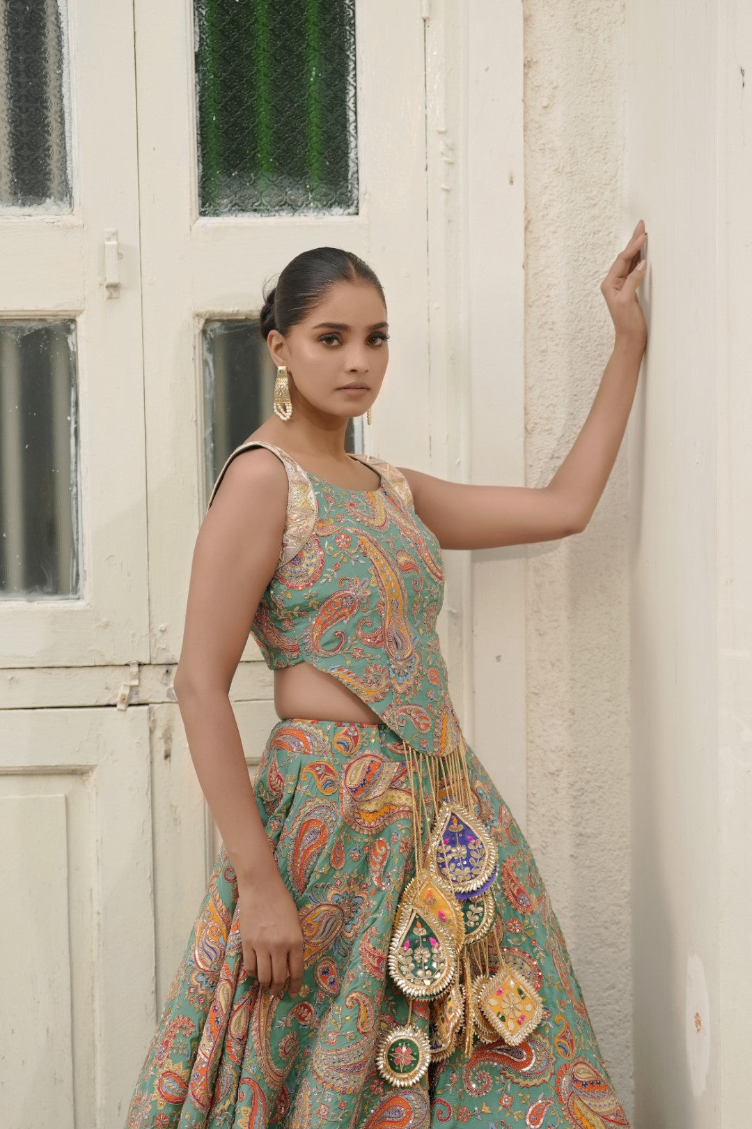EMBROIDERED ELEGANCE, WASTERN EDGE LEHANGA