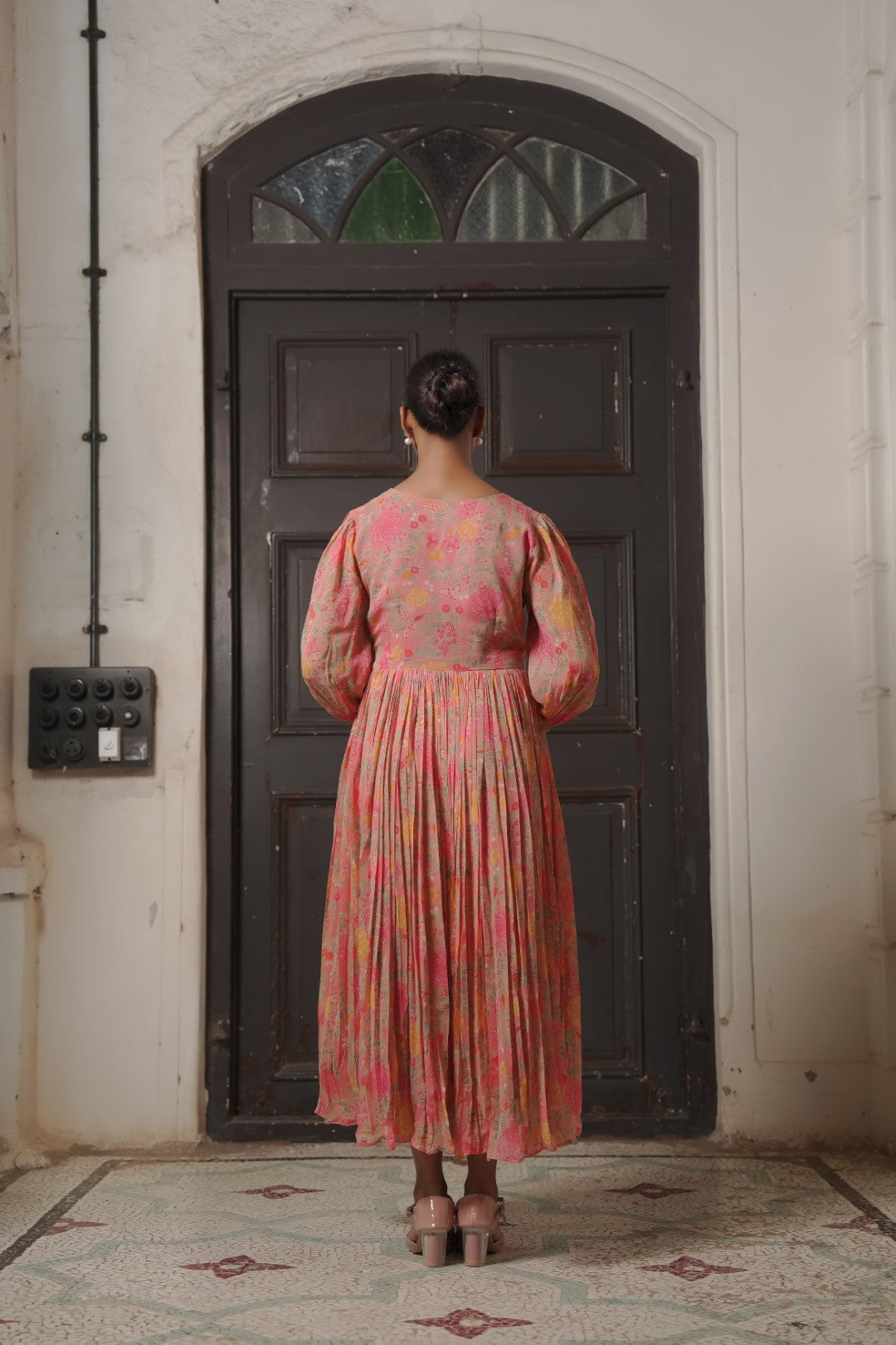 DRESS WITH BLOSSOM PRINTED ONE PIECE