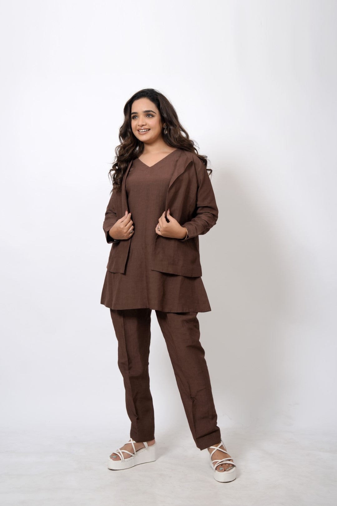 BROWN THREE-PIECE COORD SET