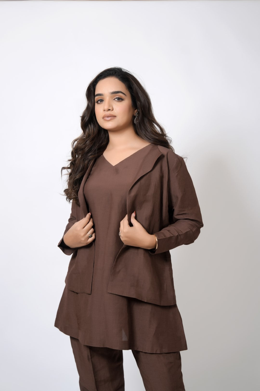 BROWN THREE-PIECE COORD SET