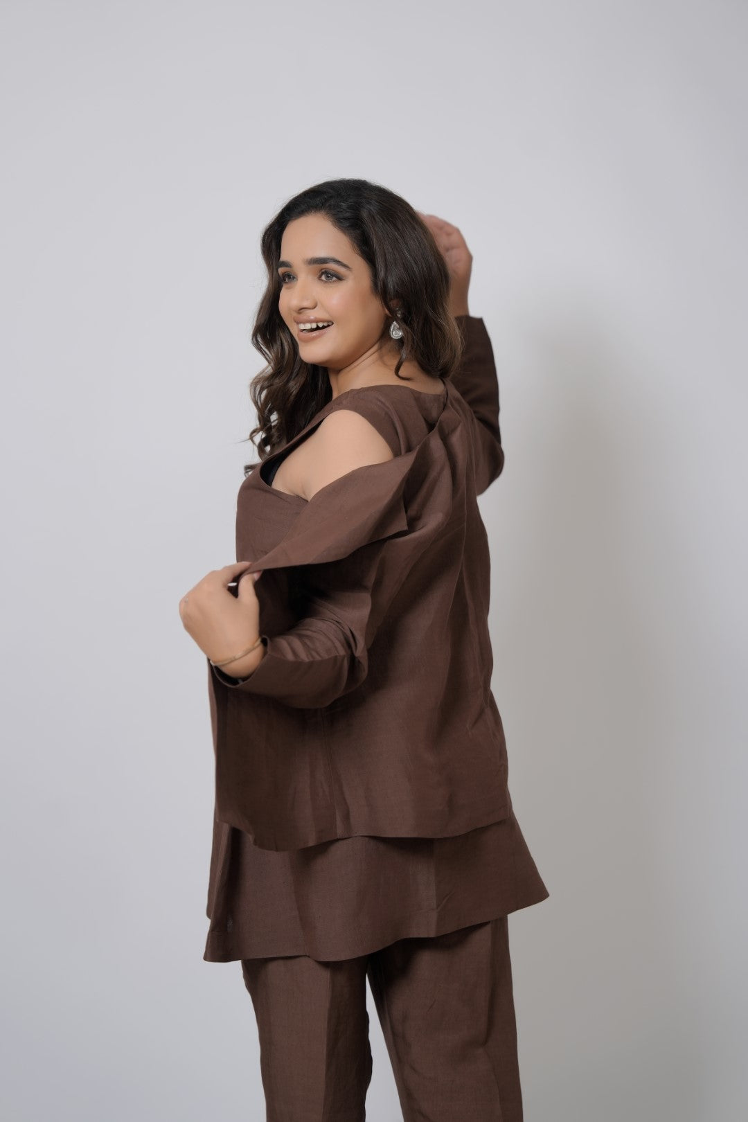 BROWN THREE-PIECE COORD SET